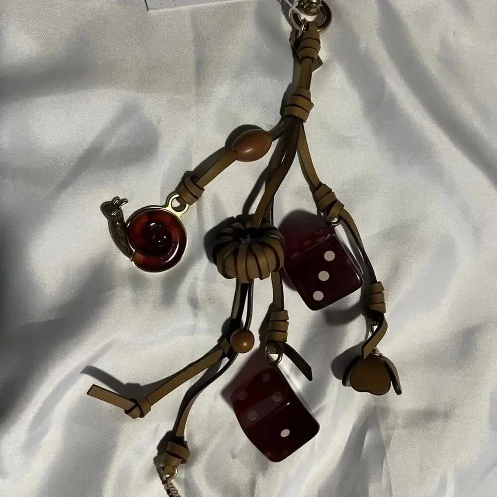 Coach dice cluster charm tan brown NWT - Picture 3 of 3